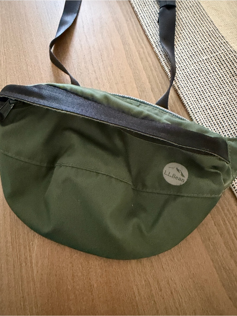 L.L. Bean Olive Green and Black Nylon Belt Bag